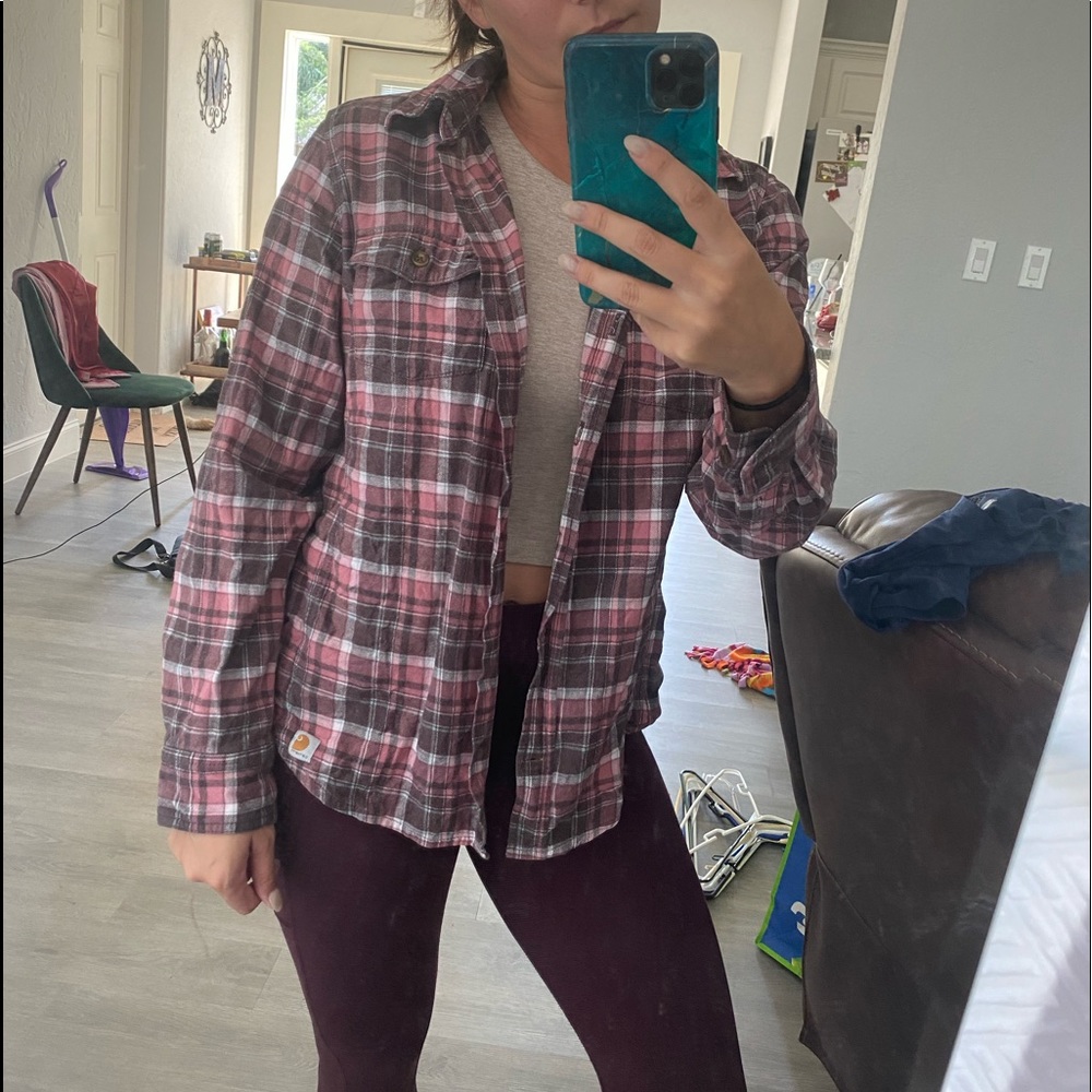 Carhartt flannel pink and brown